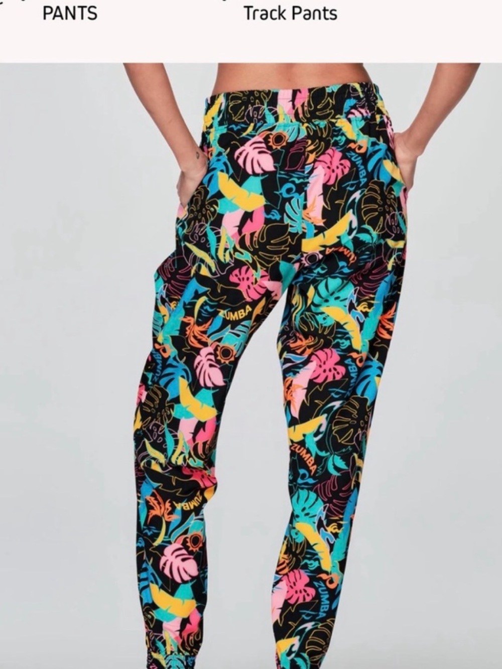 Zumba Palm Party High Waisted Track Pants - Picture 2 of 5